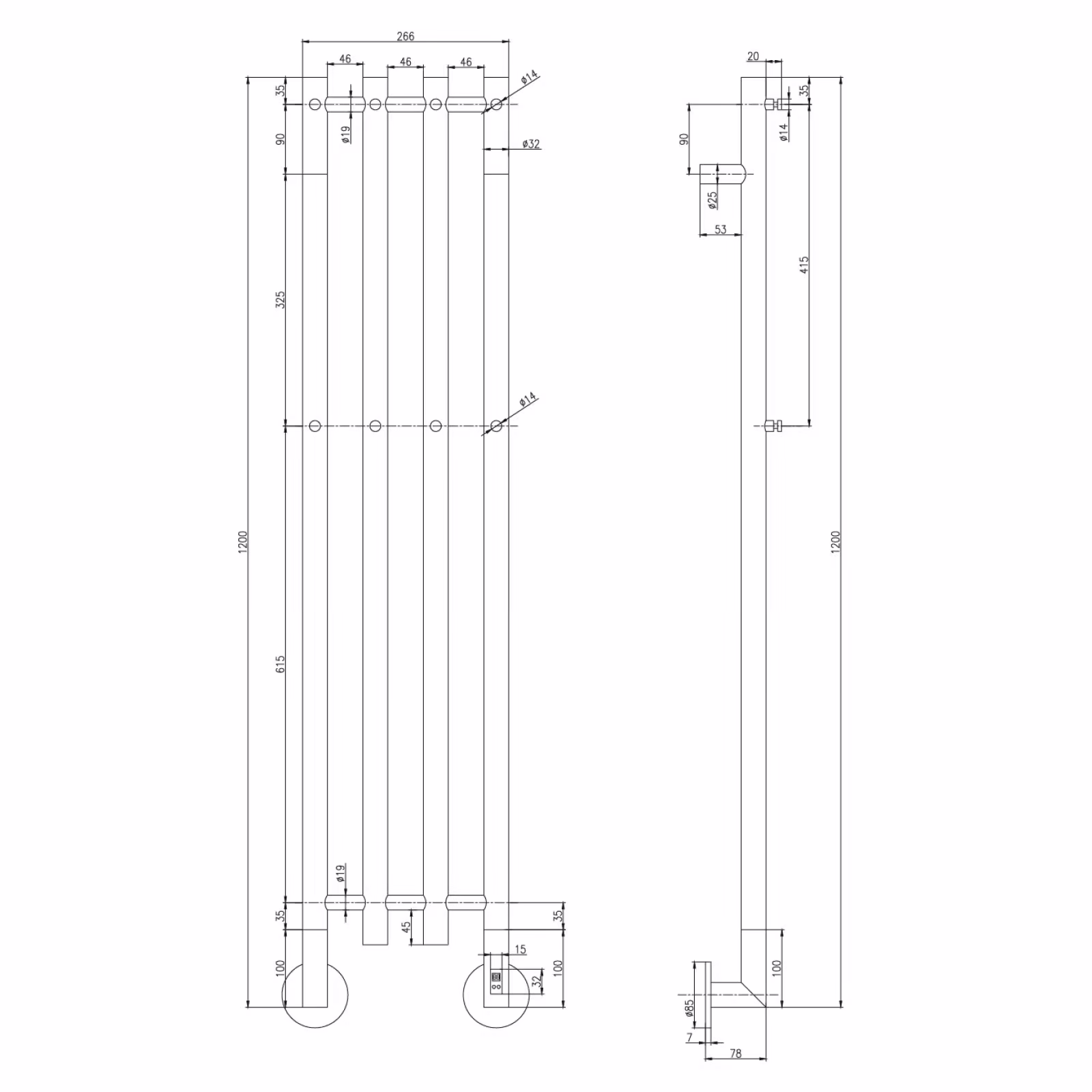 Handdukstork POLE PO4-1200ETN – bild 2